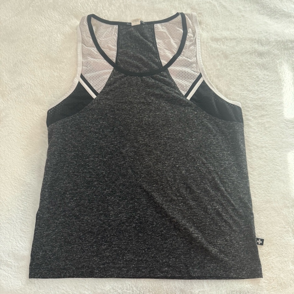 Andrew Christian X-Large Racerback Tank Top Gray & Black Mesh